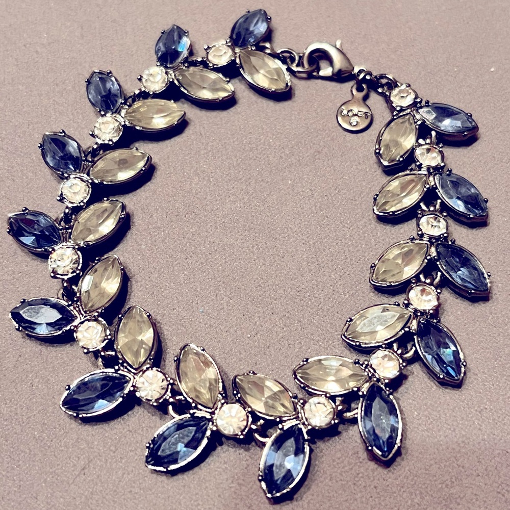Loft Blue & Pale Green Rhinestone Bracelet , EUC